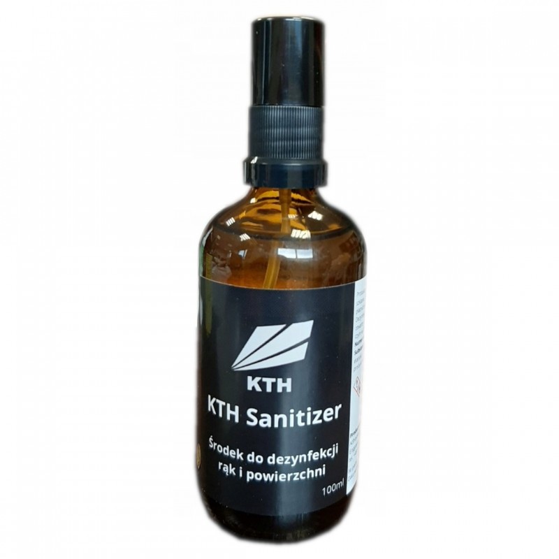 KTH Sanitizer - Środek do dezynfekcji rąk i powierzchni 100ml (szklana butelka ze spryskiwaczem)